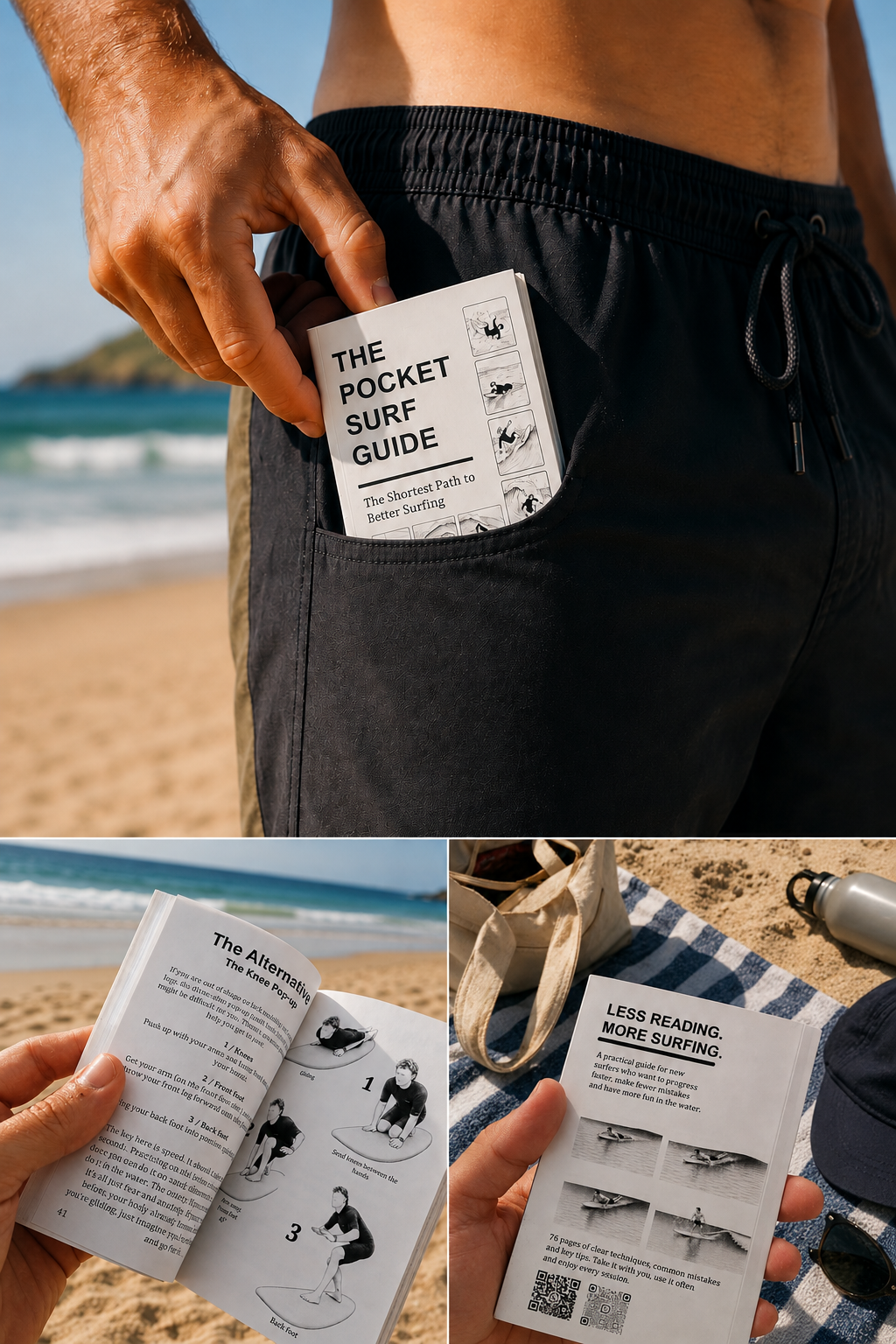 The Pocket Surf Guide — compact A6 surf guide at the beach